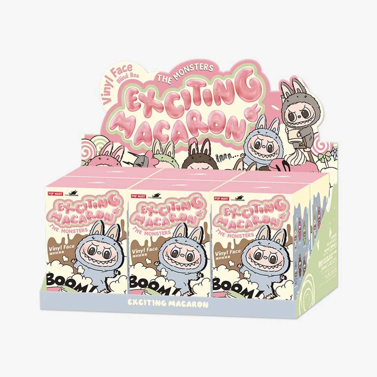 Caja sorpresa de 6 piezas con caras de vinilo de macarrón emocionante de Labubu Caja sorpresa de 6 piezas con caras de vinilo de macarrón emocionante de Labubu