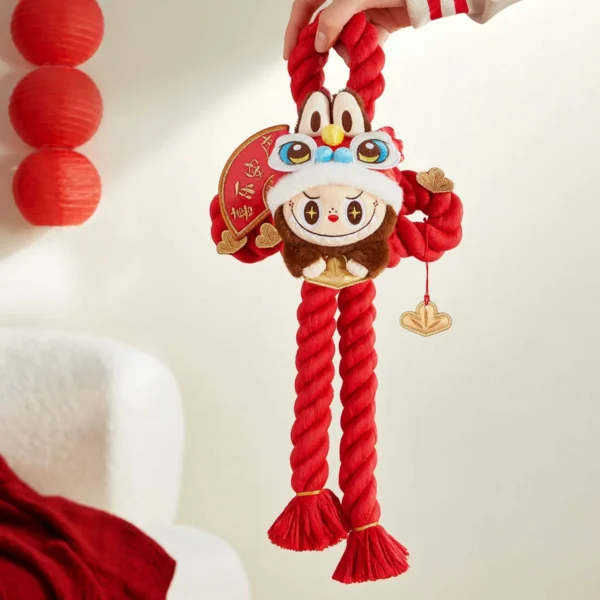 Decoración de puerta de peluche para celebrar el Año Nuevo de la Serpiente Adinerada de Labubu 3