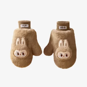 Guantes de peluche navideños cálidos y esponjosos Labubu