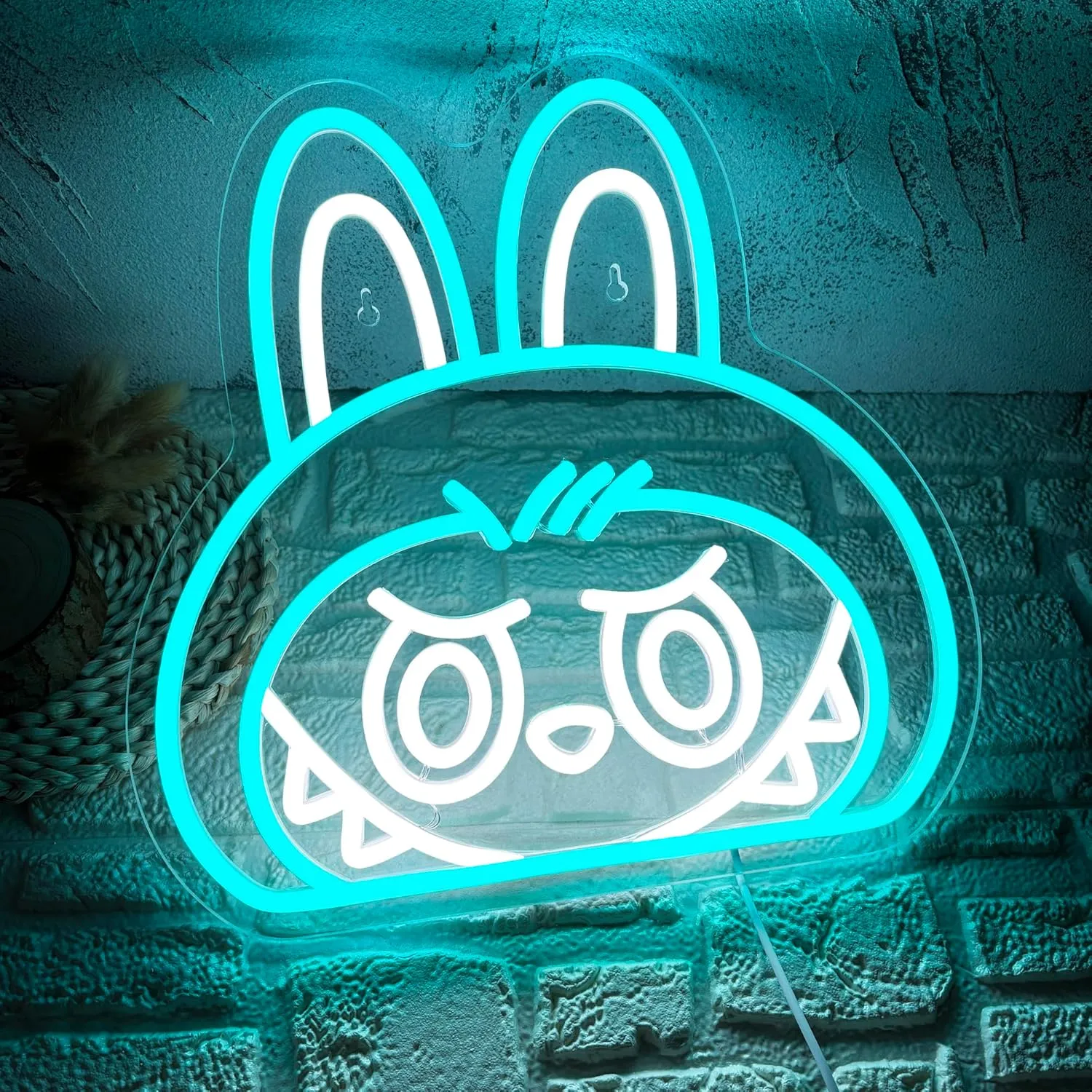 Letrero LED azul con borde RGB de neón de Labubu Cartoon Lab Letrero LED azul con borde RGB de neón de Labubu Cartoon Lab