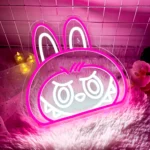 Letrero LED rosa con iluminación de borde RGB de neón de Labubu Cartoon Lab 1