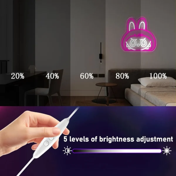 Letrero LED rosa con iluminación de borde RGB de neón de Labubu Cartoon Lab 2