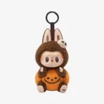 Llavero de peluche de vinilo con forma de calabaza sentada para fiesta de Halloween de Labubu