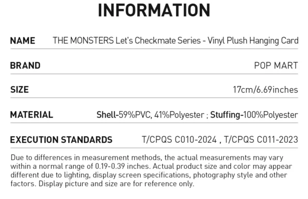 Tarjeta colgante de vinilo de peluche de la serie Let’s Checkmate de LOS MONSTRUOS 8